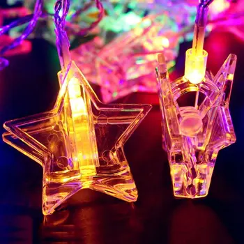 

1.5m 10 LEDs Colorful Garland Card Photos Clip Star Shape String Light for Christmas Wedding Festival Party Home Decor Drop Ship
