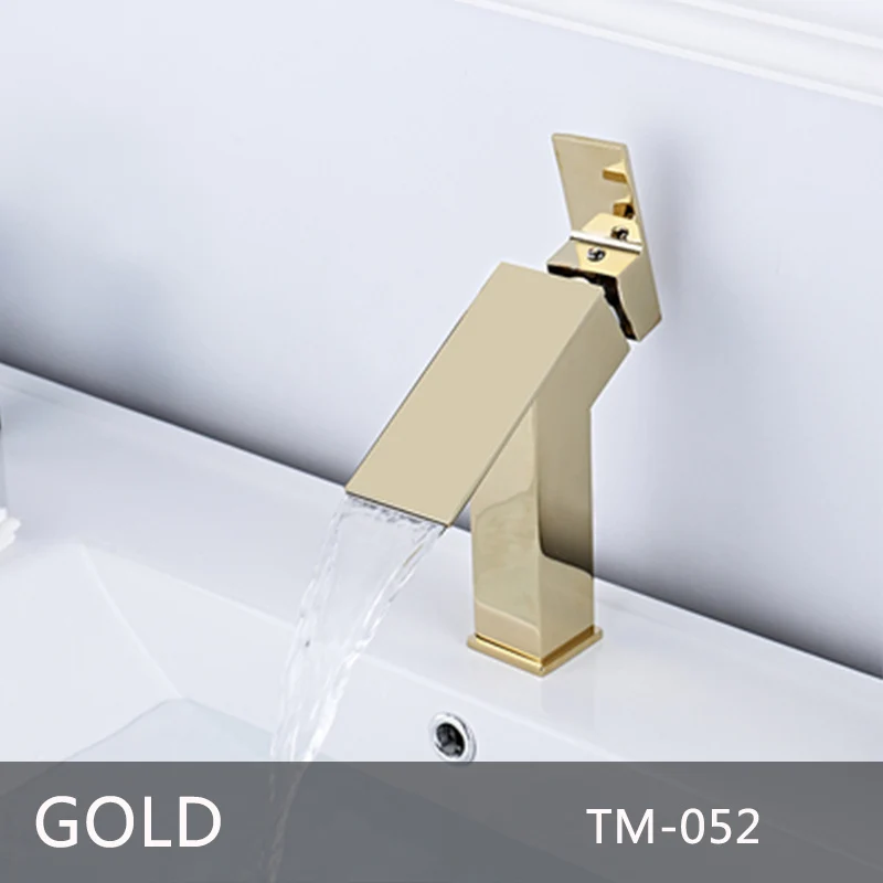 GOLD B SHBSHAIMY матовый черный смеситель для раковины роскошный хромированный смеситель для ванной комнаты с одной ручкой смеситель для горячей и холодной воды - Цвет: GOLD B