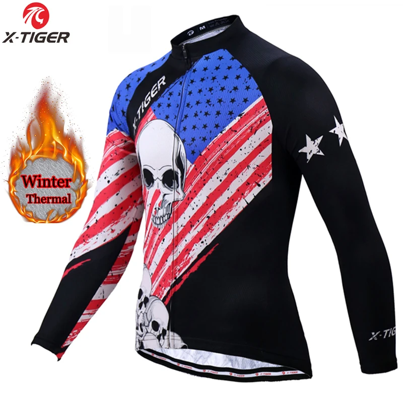 X-TIGER Pro Winter Long Sleeve Cycling Jersey Thermal Fleece MTB Bike Cycling Clothing Bicycle Wear Ropa Ciclismo Invierno