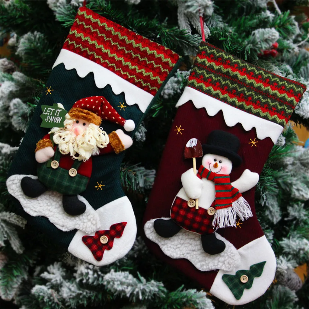 Christmas Decoration Candy Bag Navidad Santa Socks Bag Christmas Decoration Pendant Christmas Gift Рождественские Чулки