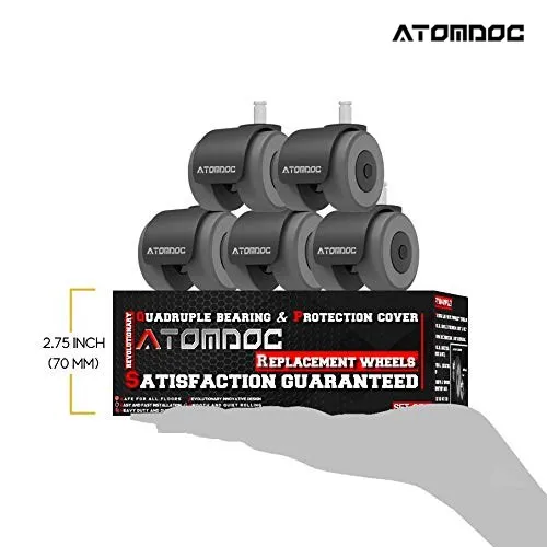 Универсальные бесшумные ролики для офисных стульев ATOMDOC 5 шт. 2 дюйма сменные