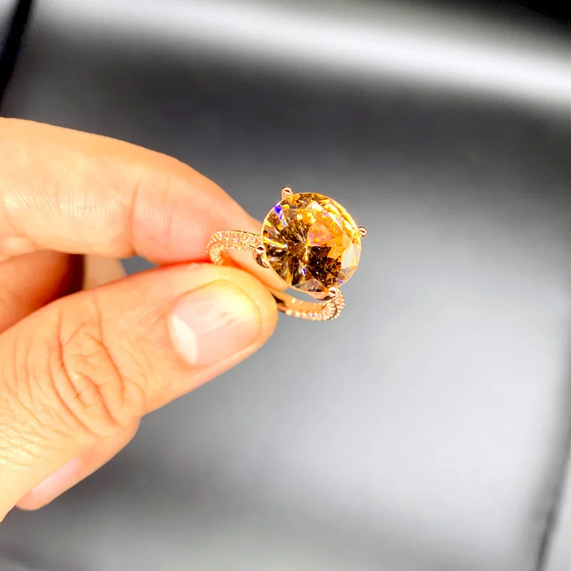 Рождественский подарок розовое золото цвет ааааа большой 3ct кристалл кольцо ювелирные изделия обручальные кольца для женщин аксессуар anillo высокое качество