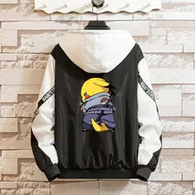 LES KOMAN Покемон Пикачу печати Наруто весна осень для мужчин куртка Casul Уличная С Капюшоном сращивания Пальто Верхняя одежда S-5XL