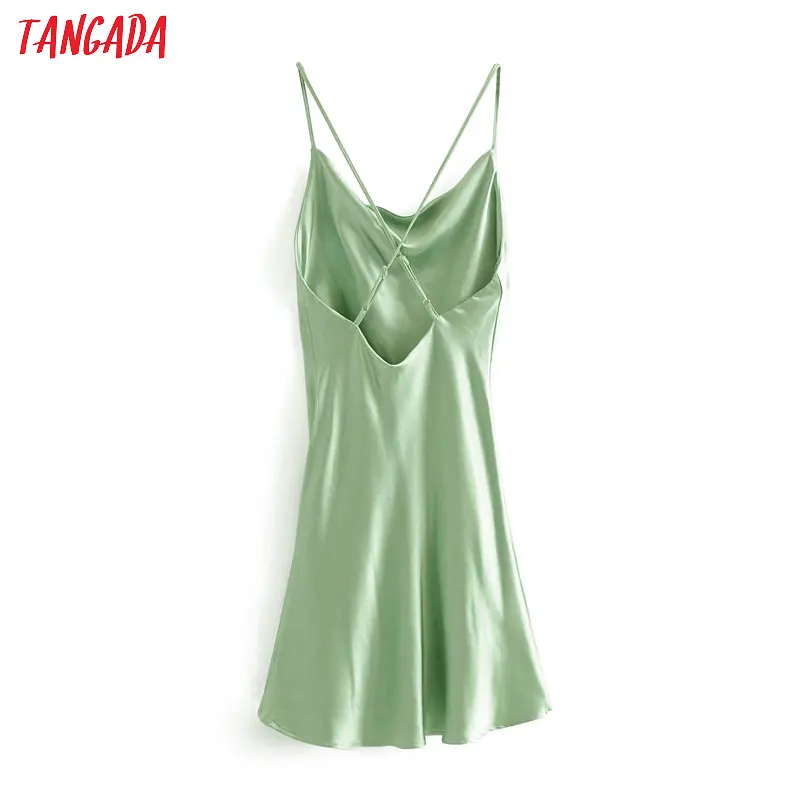 Tangada, модное женское однотонное мини-платье, сексуальный ремень, регулируемое, без рукавов, женское тонкое платье с открытой спиной, Vestidos 3H267