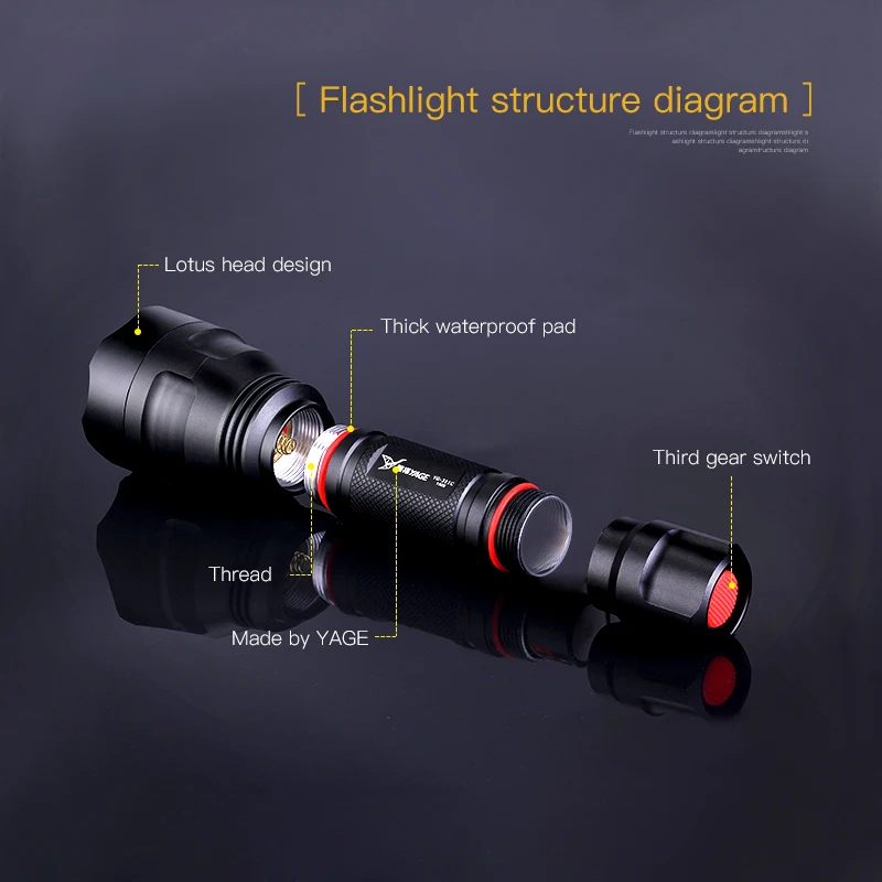 YAGE 332C свет факела led тактический фонарик трех режимах CREE аккумуляторная 200 500 М для