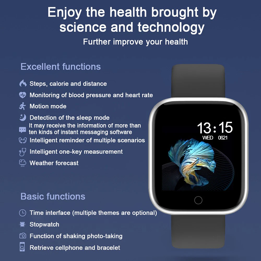 T80 smart fitness bracelet men color touch screen smart band fitness tracker heart rate monitor blood pressure health wristband