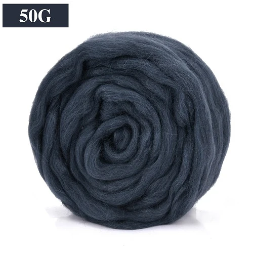 50G Navy Blue 3 цвета шерсть-ровинг волокна для Игла DIY войлок ручной работы пушистые мягкие шерстяные волокна Рукоделие Шитье ремесла кукла из фетра шерсть инструменты - Цвет: 50G Navy Blue