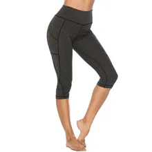 Женские Леггинсы для йоги с короткими карманами, спортивные Леггинсы для фитнеса, тренировочные с высокой талией бесшовные леггинсы, Леггинсы с пуш-ап, спортивные шорты