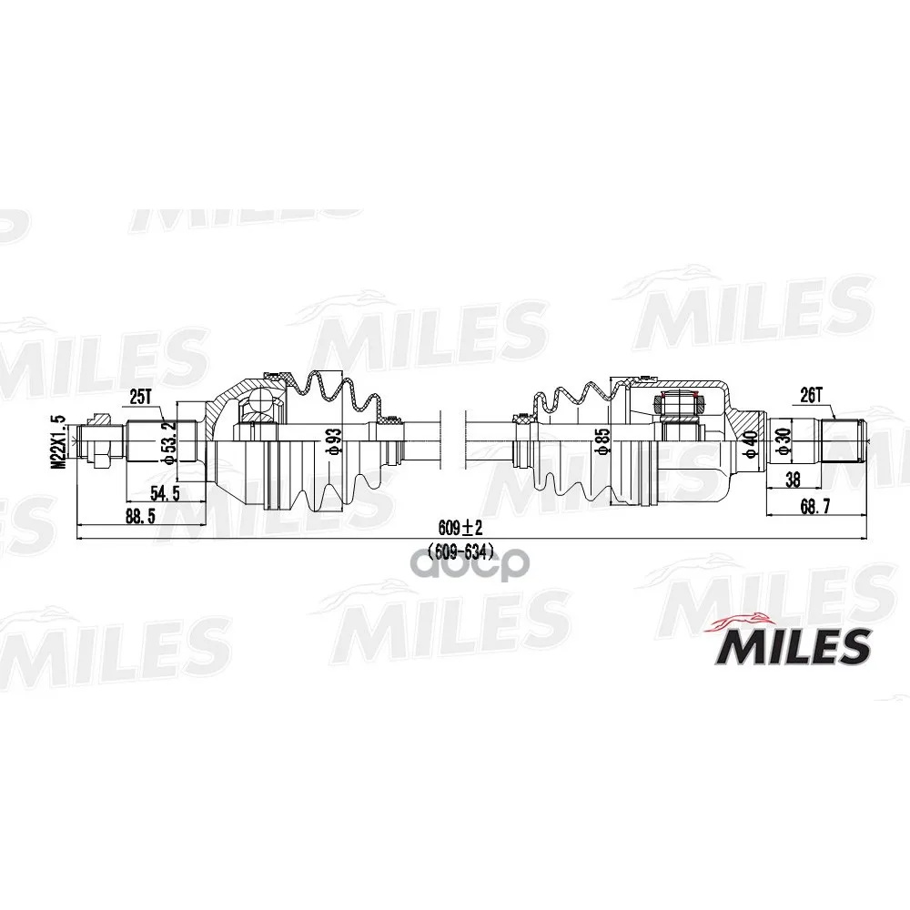 Привод В Сборе Ford Focus 1.8-2.0 98-04 Лев. Miles Gc01053 Miles арт. GC01053