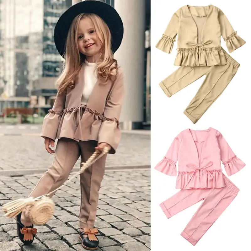 

2-7Years 2Pcs Kids Baby Girls Autumn Winter Clothes Long Sleeve Jacket Coat+Long Pants Children Girl Outfits