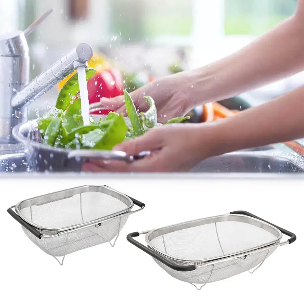 Sink Colander Strainer Basket Stainless Steel Retractable Drain Basket