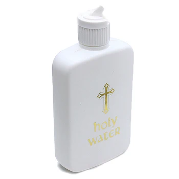 

1pc Plastic 100ML Religious Articles Easter Holy Water Bottle With Gold Blocking LOGO Cross Holy Water Mug Water Bottle Office