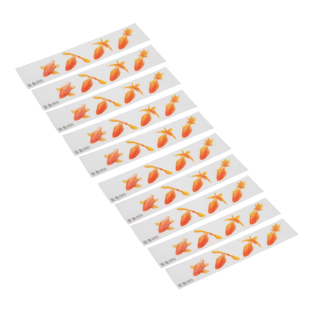 10pcs Plastic Material Gold Fish Stickers Self Adhesive Peel off 3D Resin Crafts Fillers Home Wall Decors Fish Tank Ornaments 