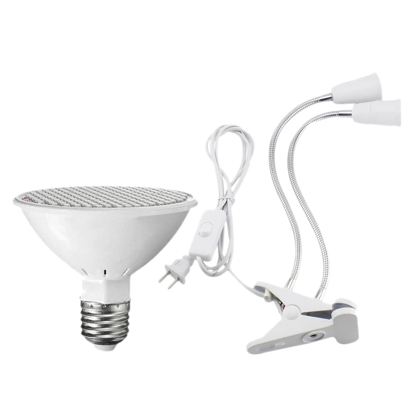 FUNN-E27 Led лампа для выращивания с двумя головками зажим на гибкой удлинительной лампе штепсель, с лампочкой
