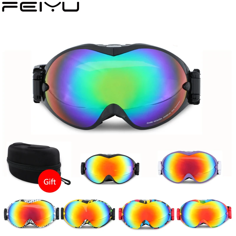 

REVO Coating Ski Goggles Unisex Double UV400 Protection Snow Skiing Glasses Anti-fog Large Spherical Mountaineering Goggles