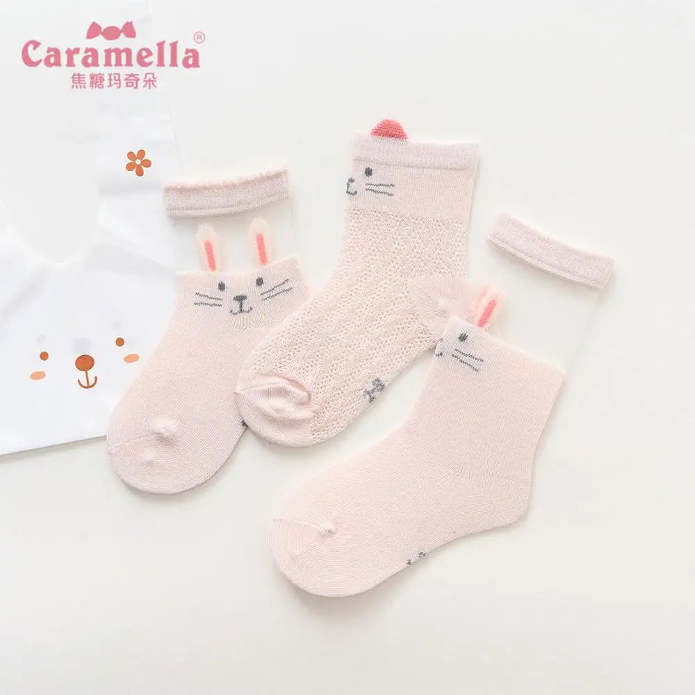Caramella новые милые симпатичные детские носочки для маленьких девочек Ультра тонкие длинные весенние, летние носки розовые сетчатые прозрачные носки детские кружевные носки для девочек