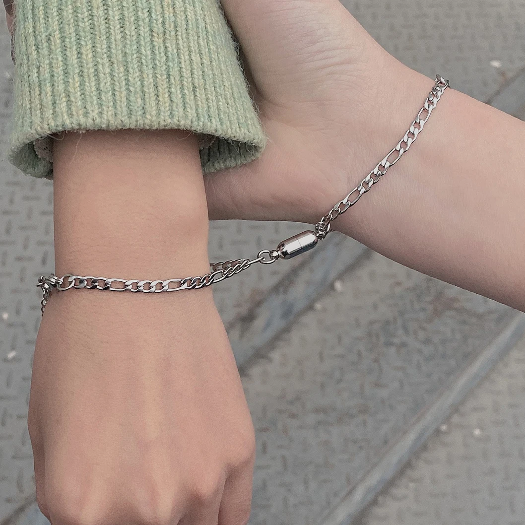 2 шт нержавеющая сталь магнитный пары браслеты привлекательный браслет цепочка