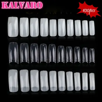

100 PCS Acrylic Oval Nail Tips False Nails Natural Capsule Ongle Transparent Full Half Cover Fake Nail Art Tips French Nail Tips
