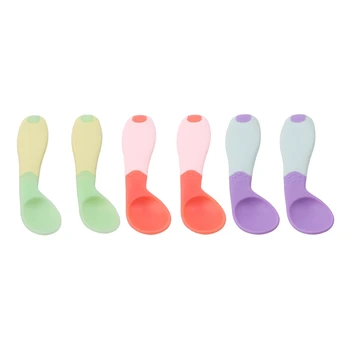 

Silicone Baby Feeding Spoon Newborn Baby Spoons Soft Safety Utensils Patchwork baby Children Tableware Utensils
