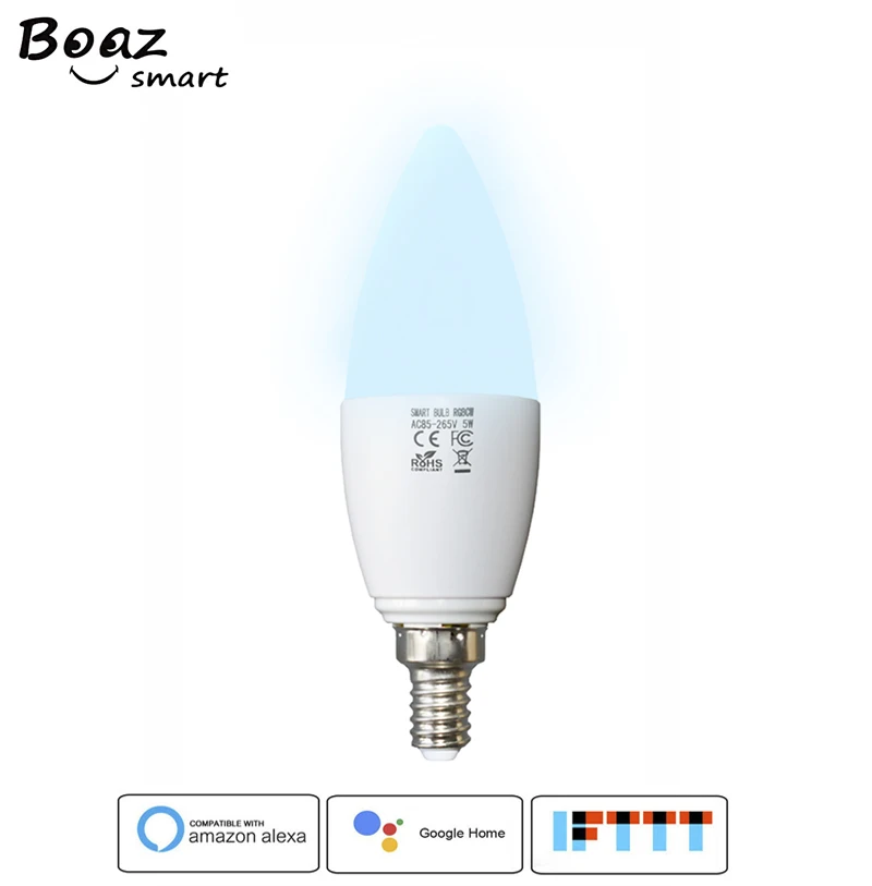 

Smart WiFi Led Candle Bulb E14/E12 5W RGBCW Warm White Bulb Support Alexa/Google Home/IFTTT Voice Control Lights Home Decoration