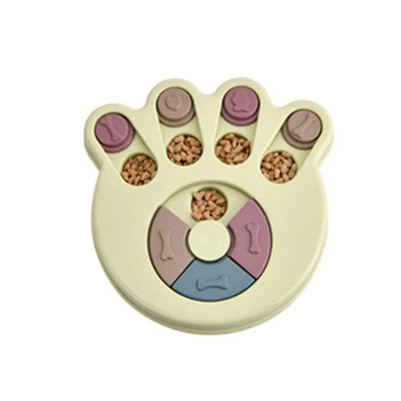 Paw Green Новинка, миска для собак, вращающаяся на стол, медленная кормушка для щенков, диспенсер для еды, пластик, не задыхается, блюдо для кормления домашних животных, головоломка, обучающие игрушки для собак - Цвет: Paw Green