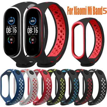 

for Xiaomi miband 5 Dual Color Silicone Breathable Watchband Fitness Wrist Band Strap for Men Women Smart Watch Replacement
