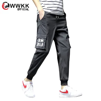 

WWKK New Men Stretchy Side-Pockets Sports Trousers Harem Pants Loose Drawstring Clothing Elastic Joggers Fashion Streetwear Pant