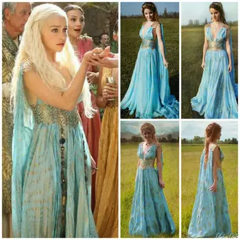 

Mother of Dragons Game of Thrones Daenerys Targaryen Lady Fancy Dress Up Costume Bikini Cover Up Lace Beach Dress Fashion