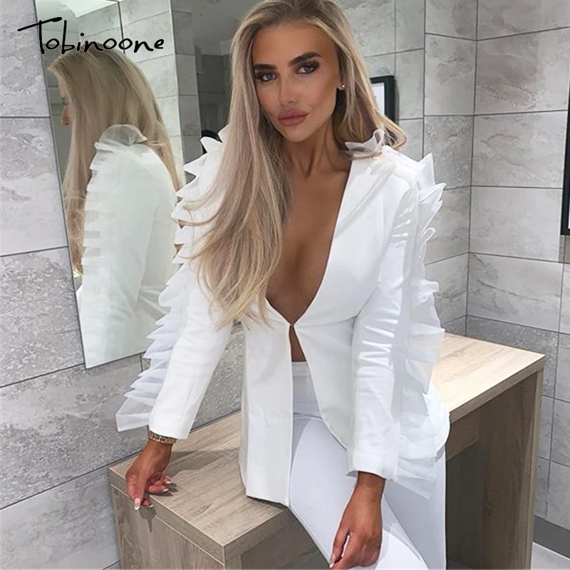 

Tobinoone Work Pant Suits OL 2 Piece Sets Double Breasted Blazer Jacket & Zipper Trousers Suit For Women Set Feminino Autumn