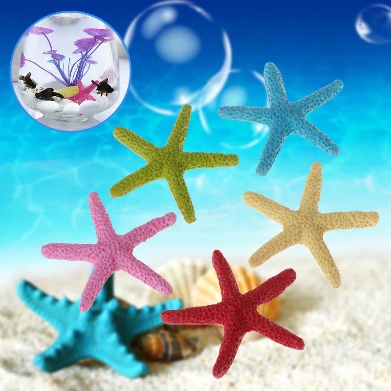 5pcs Fish Tank Artificial Starfish Decoration Aquarium Ornament Resin Simulation 85WC