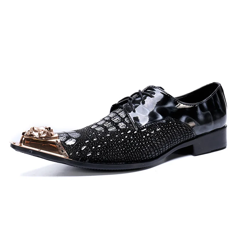 

Shoes Male Genuine Leather Pointed Metal Toe Casual British Style Zapatos Hombre Vestir Loafers Full Grain Leather Cow Leather