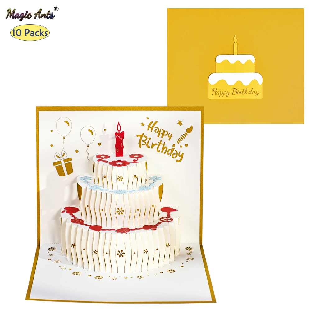 Happy Birthday Card Pop Up 10 Pack 3D Happy Birthday Card Pop-Up Cards For Kids Mom Greeting Cards  With Envelope Handmade - Cards & Invitations - Aliexpress