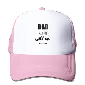 

Dad of The Wild One Mesh Baseball Caps Unisex Adjustable Trucker Style Hat Pink