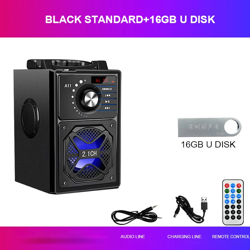 16GB U Disk b Bluetooth динамик беспроводной 3D объемный бас танцевальная Акция музыка вечерние FM пульт дистанционного управления подставка для телефона портативный сабвуфер - Цвет: 16GB U Disk b