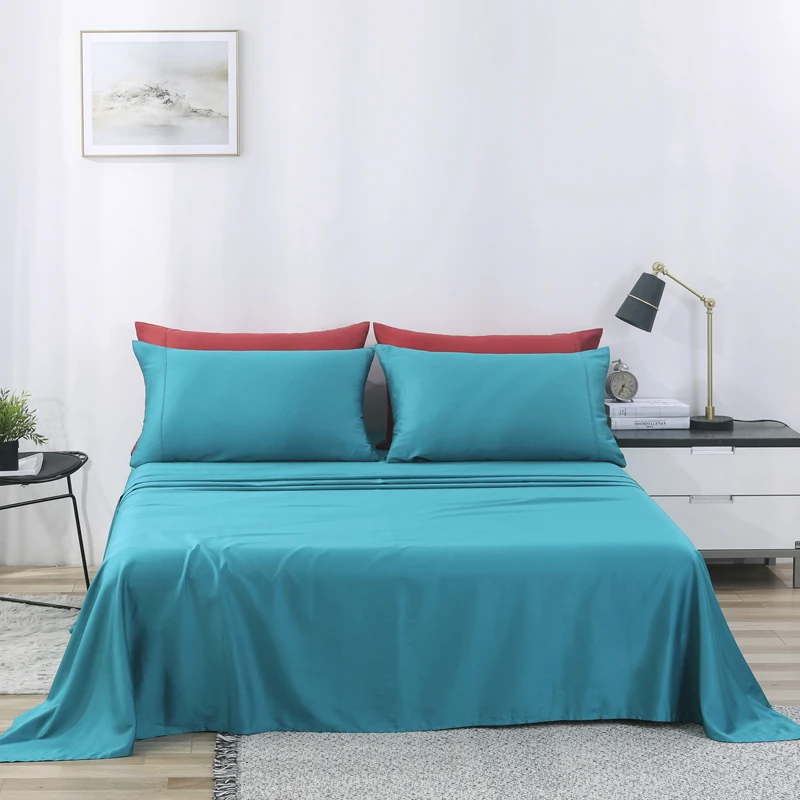 Teal green PHF плоский лист хлопок роскошный крутой Мультифункциональный реактивные красители сплошной цвет покрывало для кровати Твин Королева Размер 1 шт. постельное белье домашний синий - Цвет: Teal green