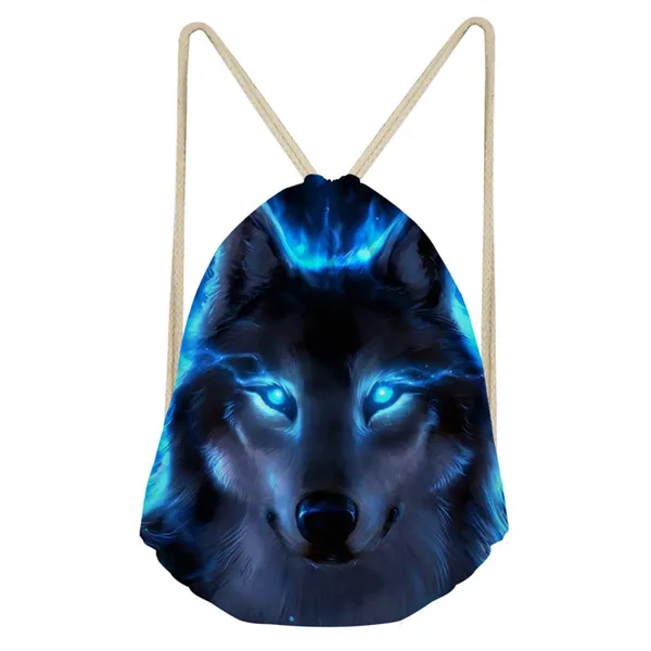 

Moon Light Howling Wolf Print Drawstring Bag Women Men Storage Bags For Outdoor Travelling Softback Backpack   