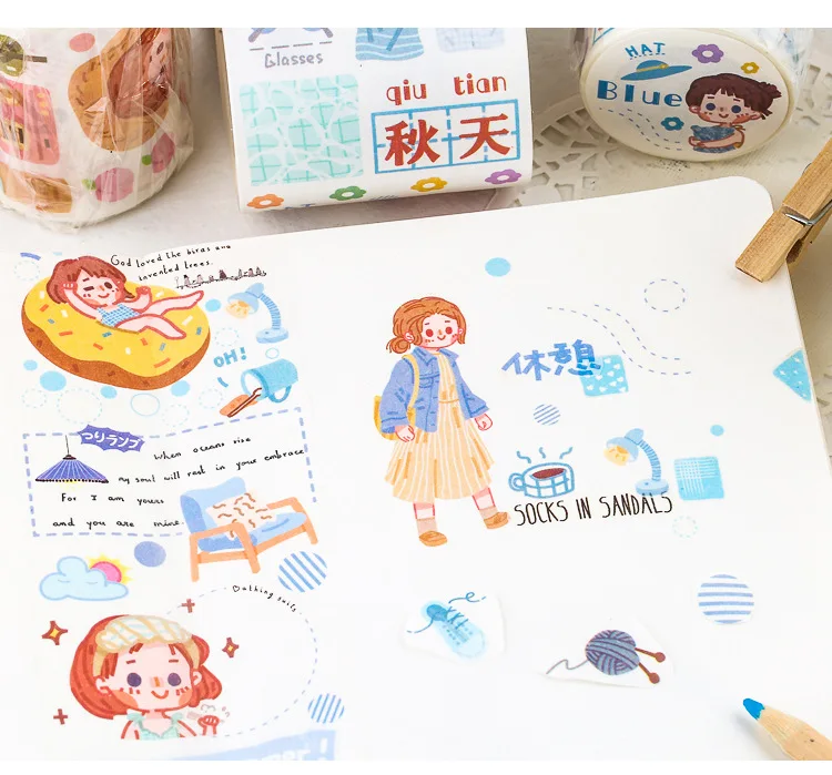 Mohamm Cute Salt Little Person Diary Kawaii Washi Masking Tape Paper Scrapbooking Stationery Decorative Tape
