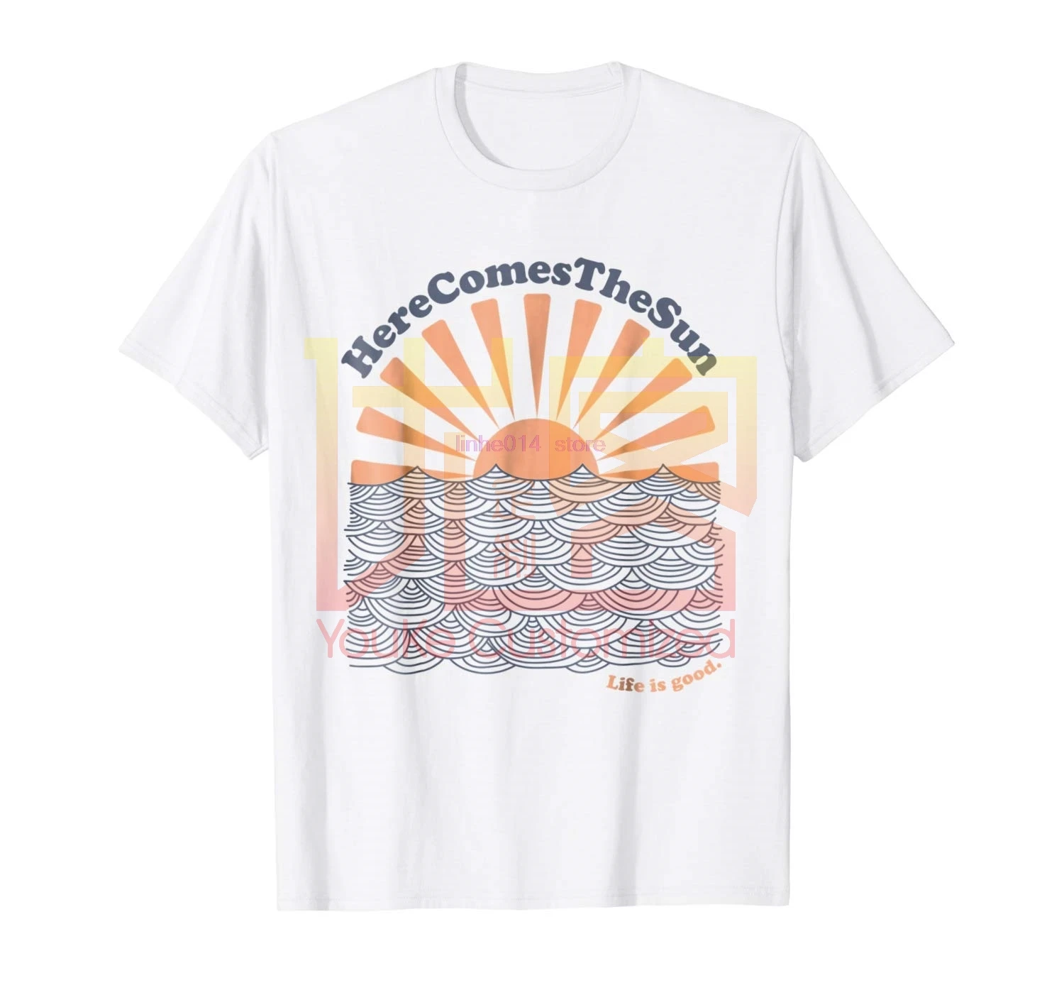 Brand Men Shirt Here Comes The Sun Positive Energy Summer Graphics Tee 