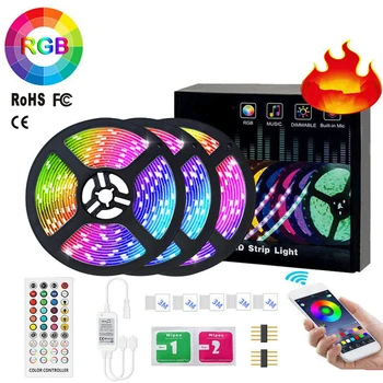 

New RGB SMD5050 LED Strip Light Waterproof Music Bluetooth Remote Control Led Light Strip for Bar Party KTV Home Decoration
