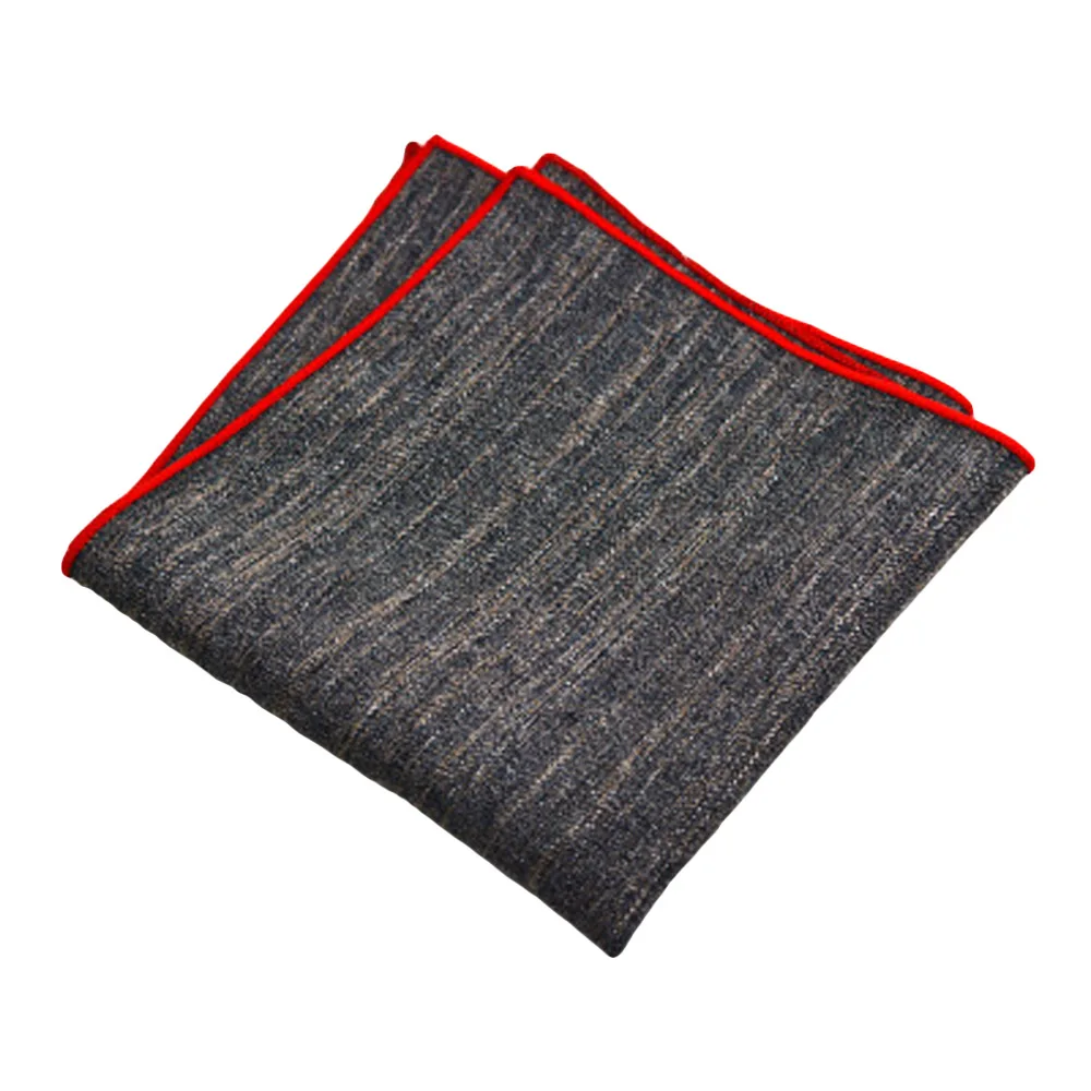 Black Gray Мужской Одноцветный льняной хлопковый Карманный квадратный носовой платок для свадьбы и бизнеса - Цвет: Black Gray