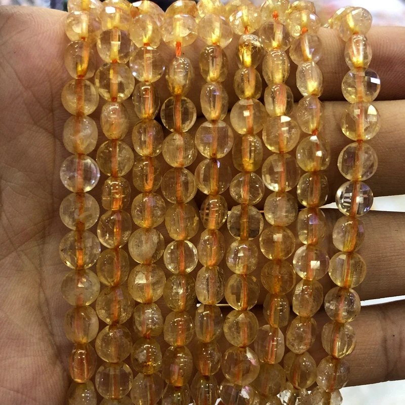 2 струны натурального цитрина e бусины граненые 3x6 мм Bean монета бусины для ювелирных изделий DIY 15," /string