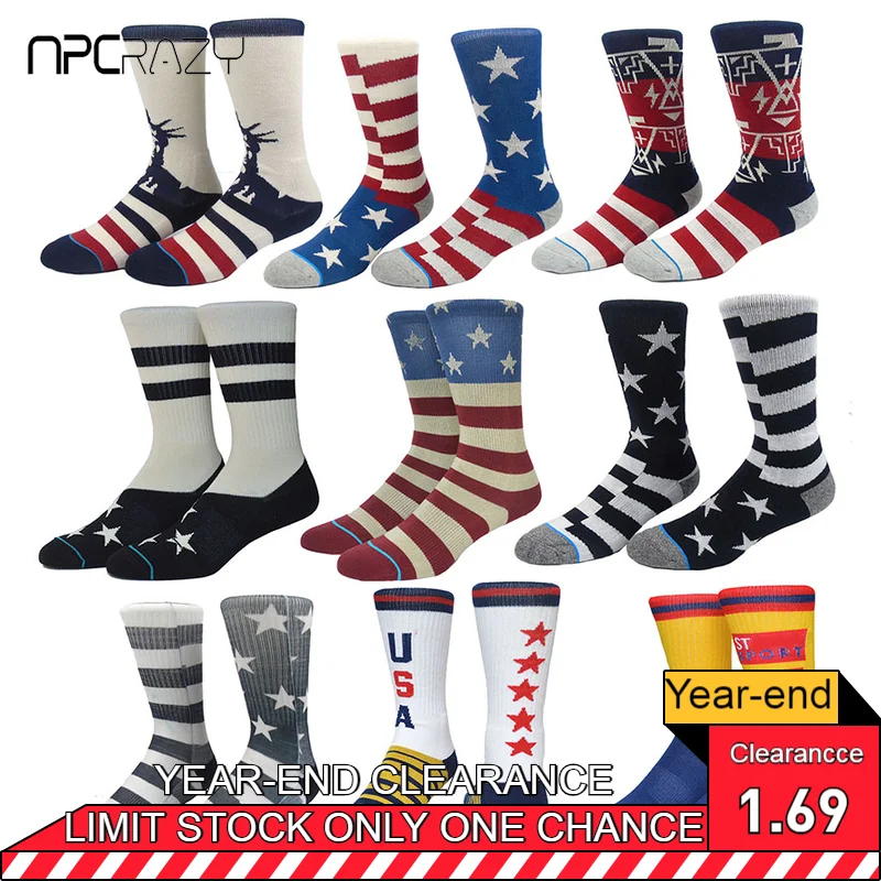 Socks Sport Sock for Men USA Flag Star Skate Socks High Quality Basketball Sock Boneless Straight Sox Bike Meias Outdoor Sport