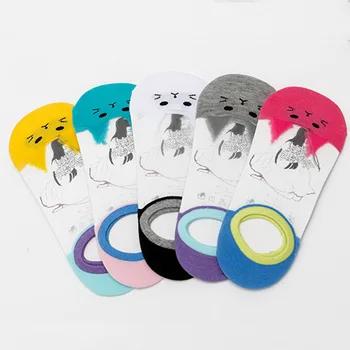 

2019 Woman Socks Low Top Sock Cats Cartoon Glass Silk Socks Help Contact Ice Silk Socks