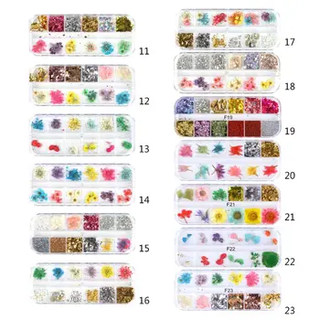 

12Grid/Box Crystal Epoxy Filler Dry Flower Mixed Nail Stickers Decorations Resin Filling Material Craft Art Accessories