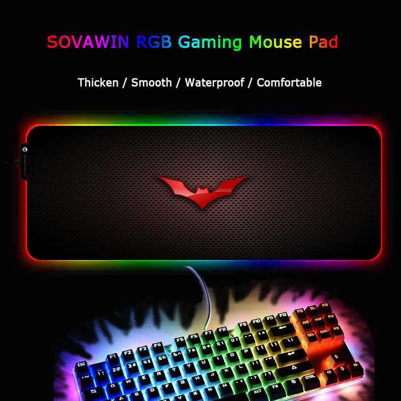 Mairuige игровой коврик с логотипом Бэтмена для геймера, компьютерный коврик с RGB подсветкой, большой коврик для мыши XXL для настольной клавиатуры, компьютерные мыши с подсветкой, коврик