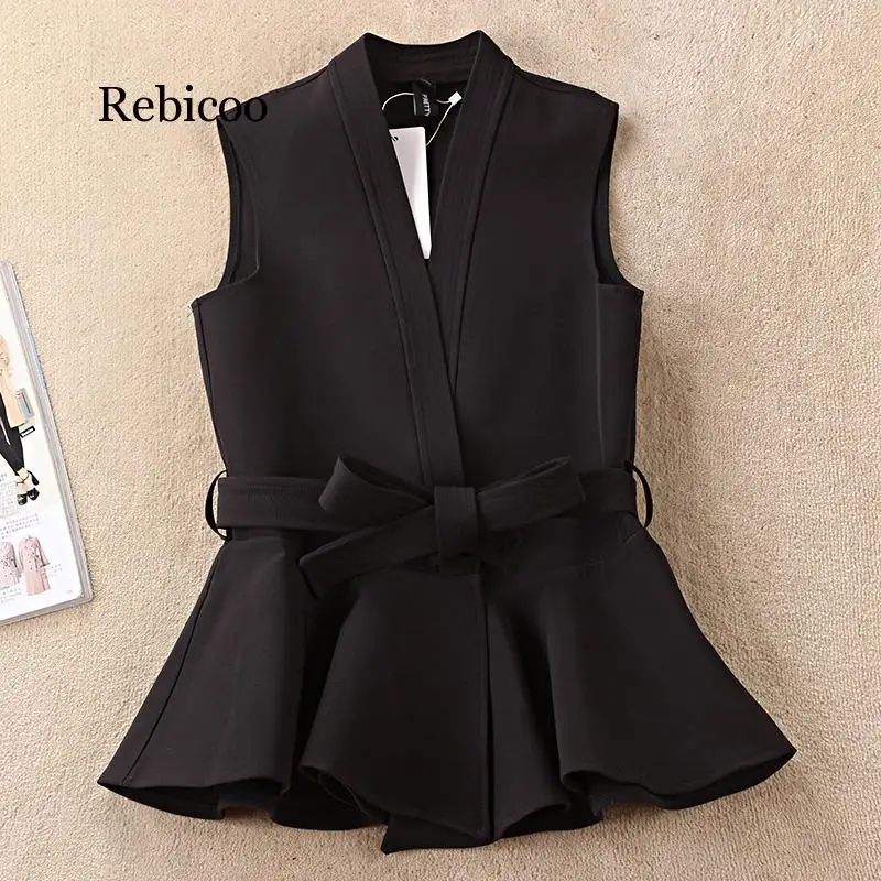Nevettle черный пояс жилет Для женщин Весна Повседневное Colete Femme