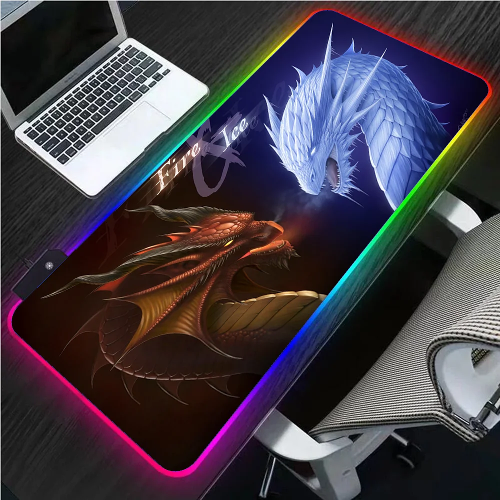 Gamer Wow Ultimo Rgb Anime Dragon Mouse Pad Xxl Set Di Giochi Led Usb Game Mouse Pad Dragon Accessori Per Laptop Tastiera Gaming Desk