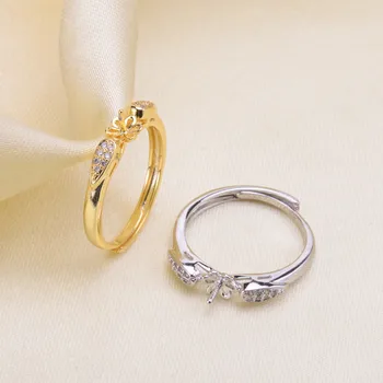 

High Quality Silver plated fittings Open Adjustable Blank Ring Settings Pearl Ring Mountings Fittings Jewellery Accessories