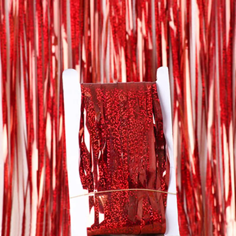 

Happy Birthday Decorations for Wedding & Events Team Bride Party Background Wall Decoration Party Rain Silk Curtain 1x3 Meters