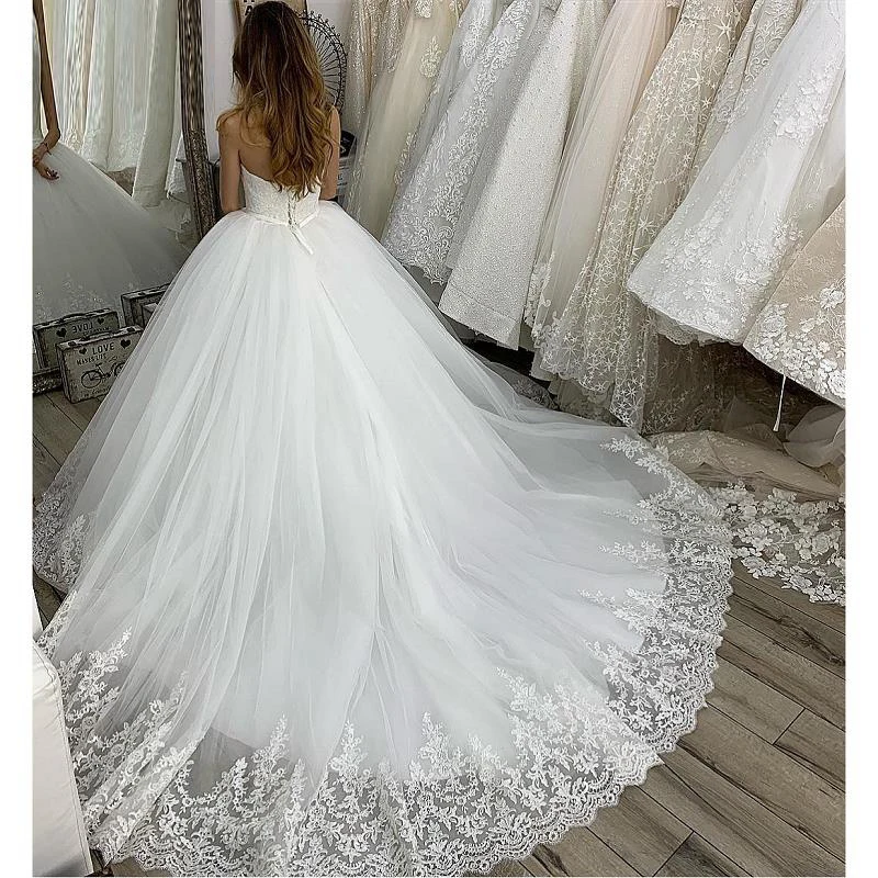 Бальное платье; свадебные платья принцессы с кружевной аппликацией; милое платье с корсетом на спине; роскошное платье невесты; свадебные платья; Vestido De Noiva